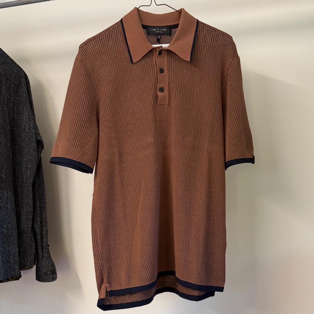 Rag and Bone Men's Harvey Rib-Knit Polo Shirt
